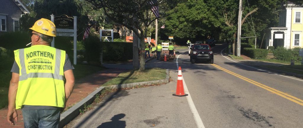 Construction worker at the Barnstable Village Streetscape Project